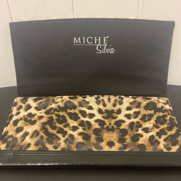 Miche Purse Classic Shell Cover Only SILVIA Leopard Cheetah Black Leather - Picture 8 of 9